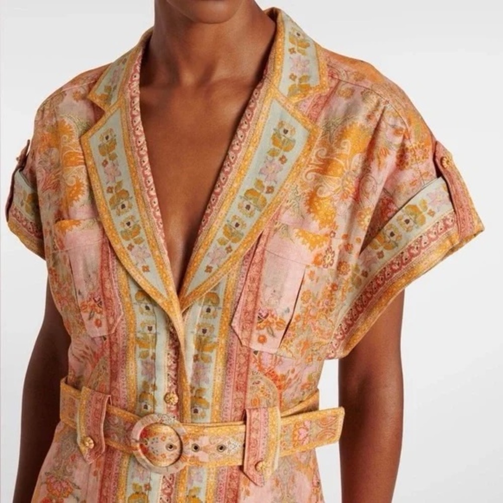 NWT Zimmermann Acacia Linen Shirt Dress 3 or US L - Picture 3 of 11
